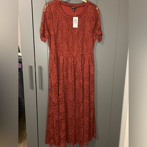 Torrid Midi Stretch Lace Fit and Flare Dress NWT